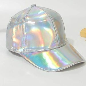 Cool Holographic Hat 🧢 New still in package White/Silver picks up colors around